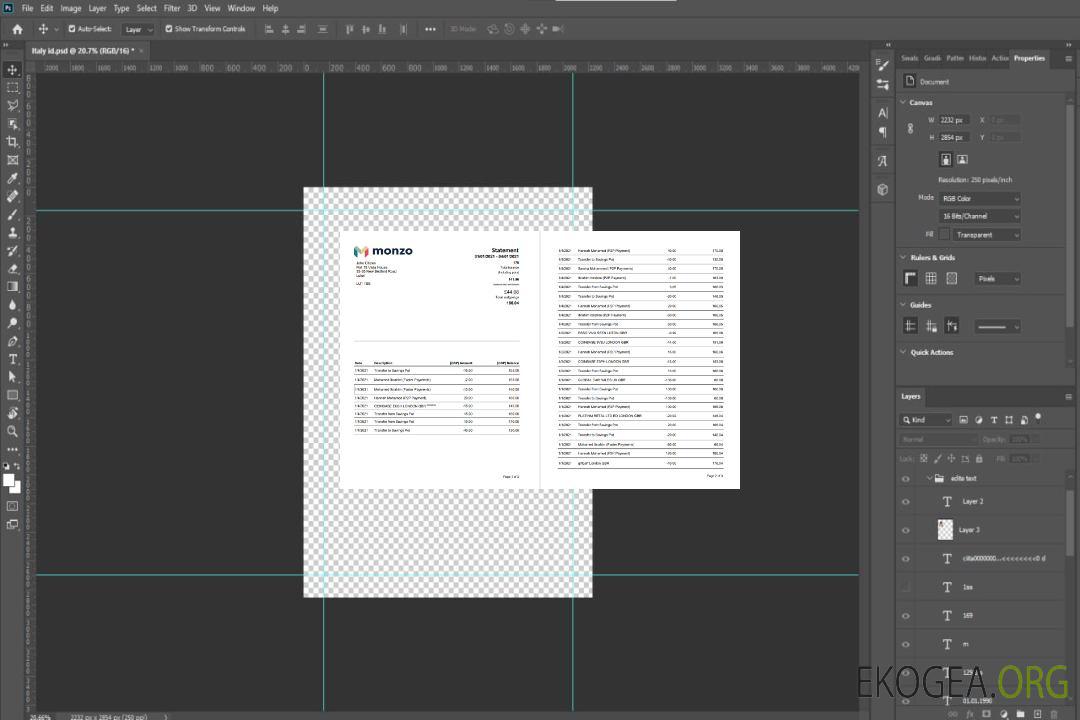 Modèle de relevé bancaire Monzo Royaume-Uni au format Excel et PDF (3 pages) template